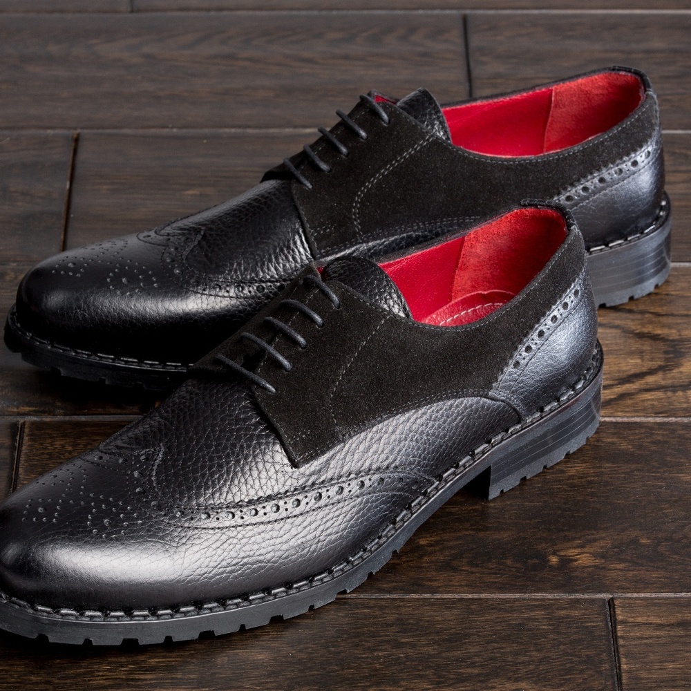 Brand new brogue leather black shoes
